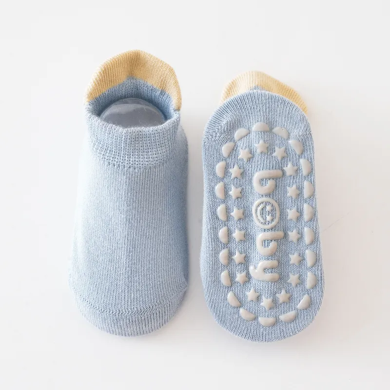 Calcetines de piso casuales de color caramelo para bebés / niños pequeños en material de algodón peinado Azul big image 1