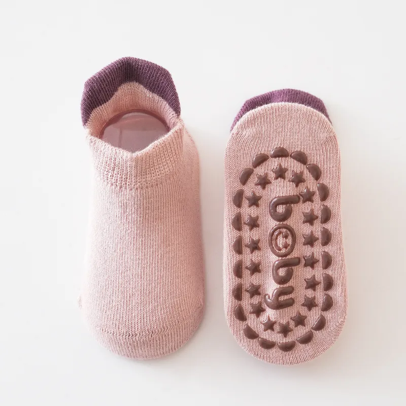 Bebê / criança casual doces cor meias de chão em material de algodão penteado Rosa big image 1