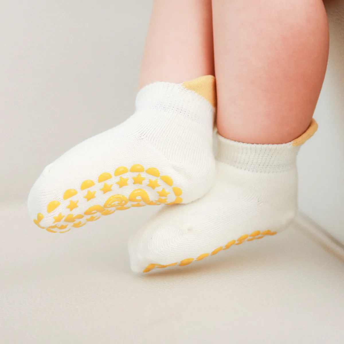 Bebê / criança casual doces cor meias de chão em material de algodão penteado Branco big image 1