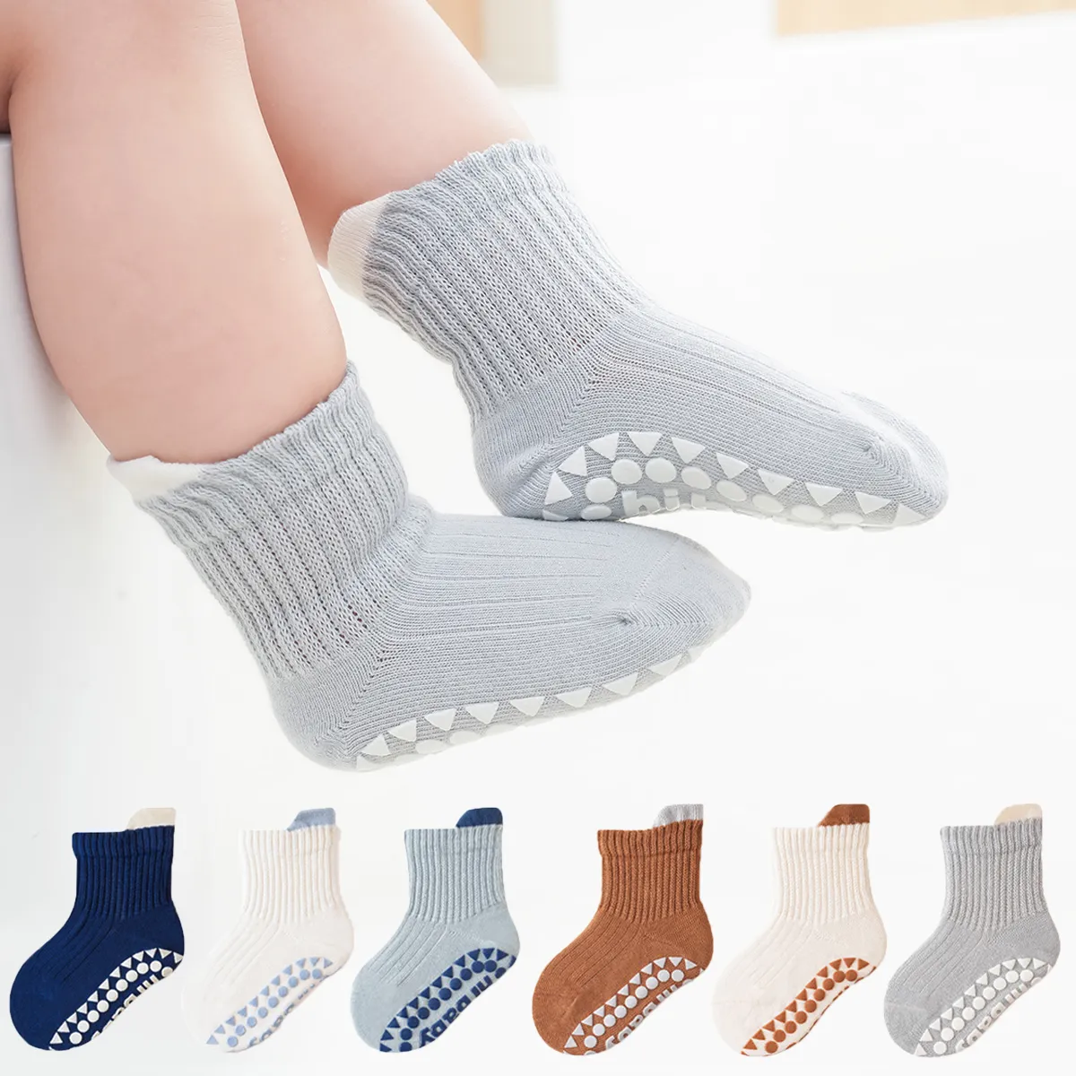 Paquete de 3 calcetines casuales de color caramelo para bebé/niño pequeño para niña/niño Café big image 1