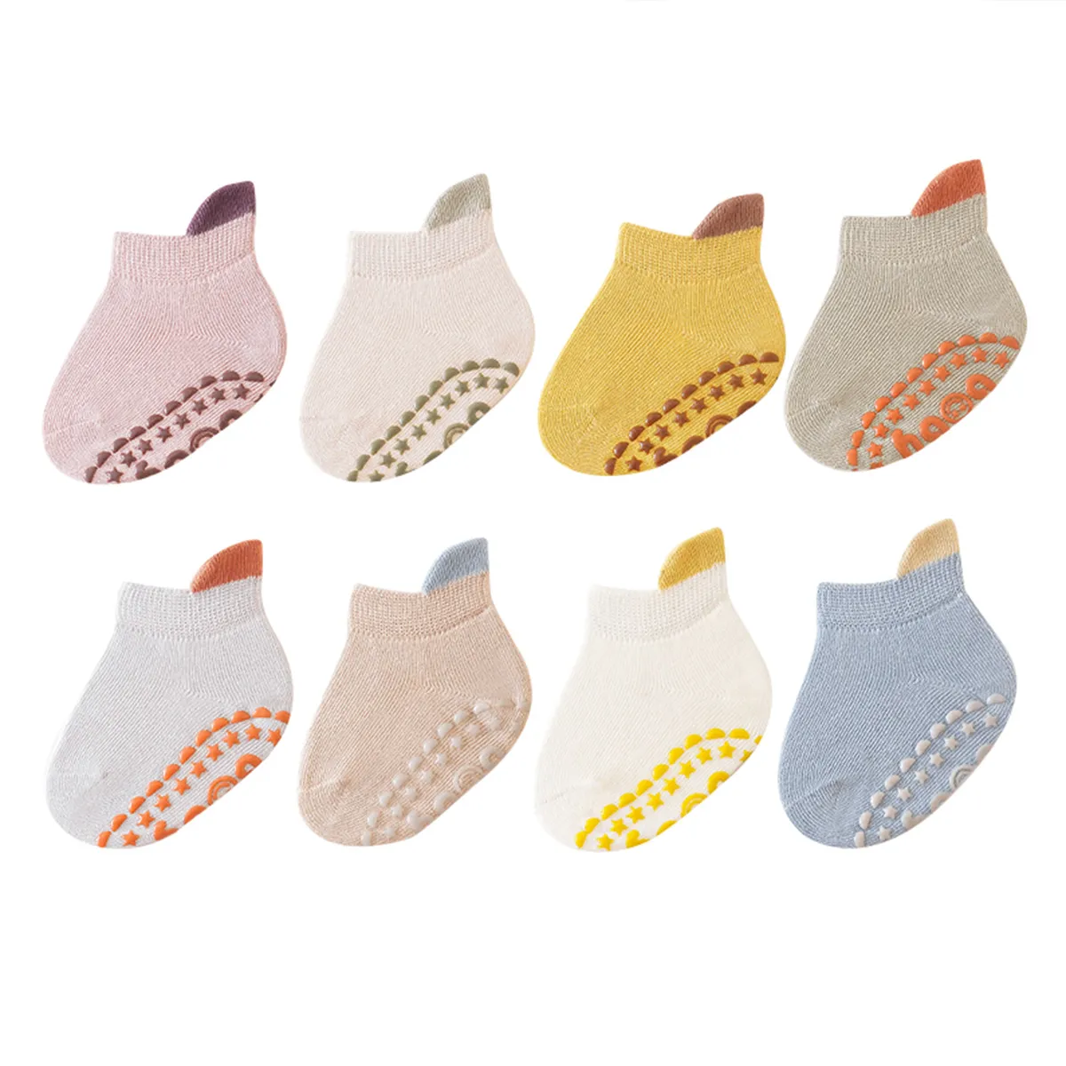 Calcetines de piso casuales de color caramelo para bebés / niños pequeños en material de algodón peinado Amarillo big image 1