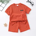2pcs Toddler Boy's Basic Solid Color Top and Shorts Set  Brick red