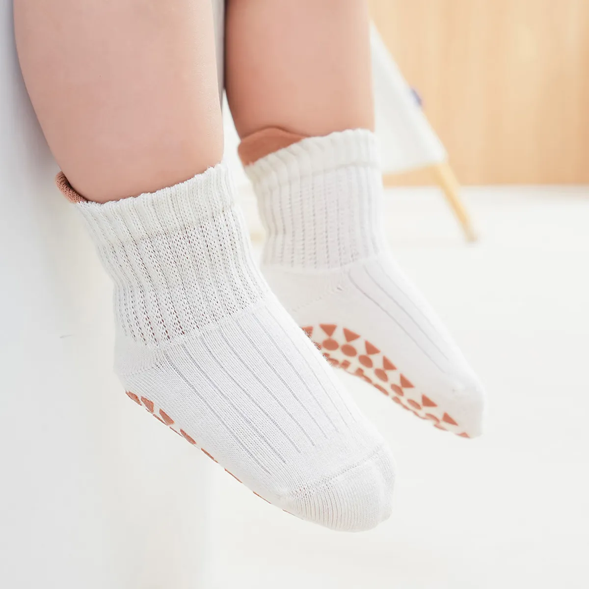 3 件裝嬰兒/幼兒女孩/男孩休閒糖果色襪子 咖啡色 big image 1