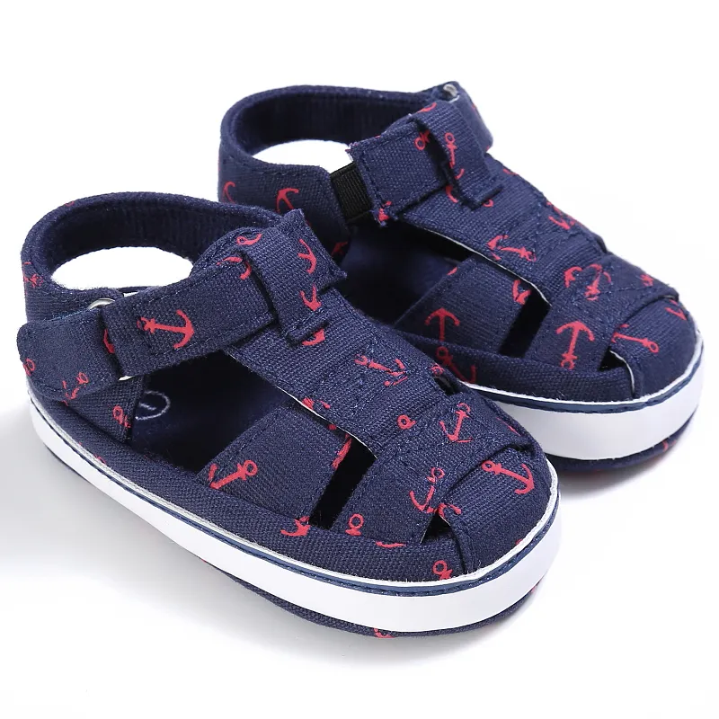 

Baby/Toddler Marine Element Design Anchor Pattern Velcro Closure Canvas Pre-Walker Shoes