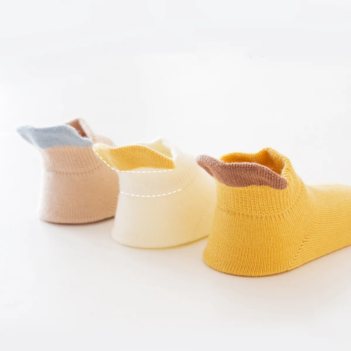 Calcetines de piso casuales de color caramelo para bebés / niños pequeños en material de algodón peinado Amarillo big image 1