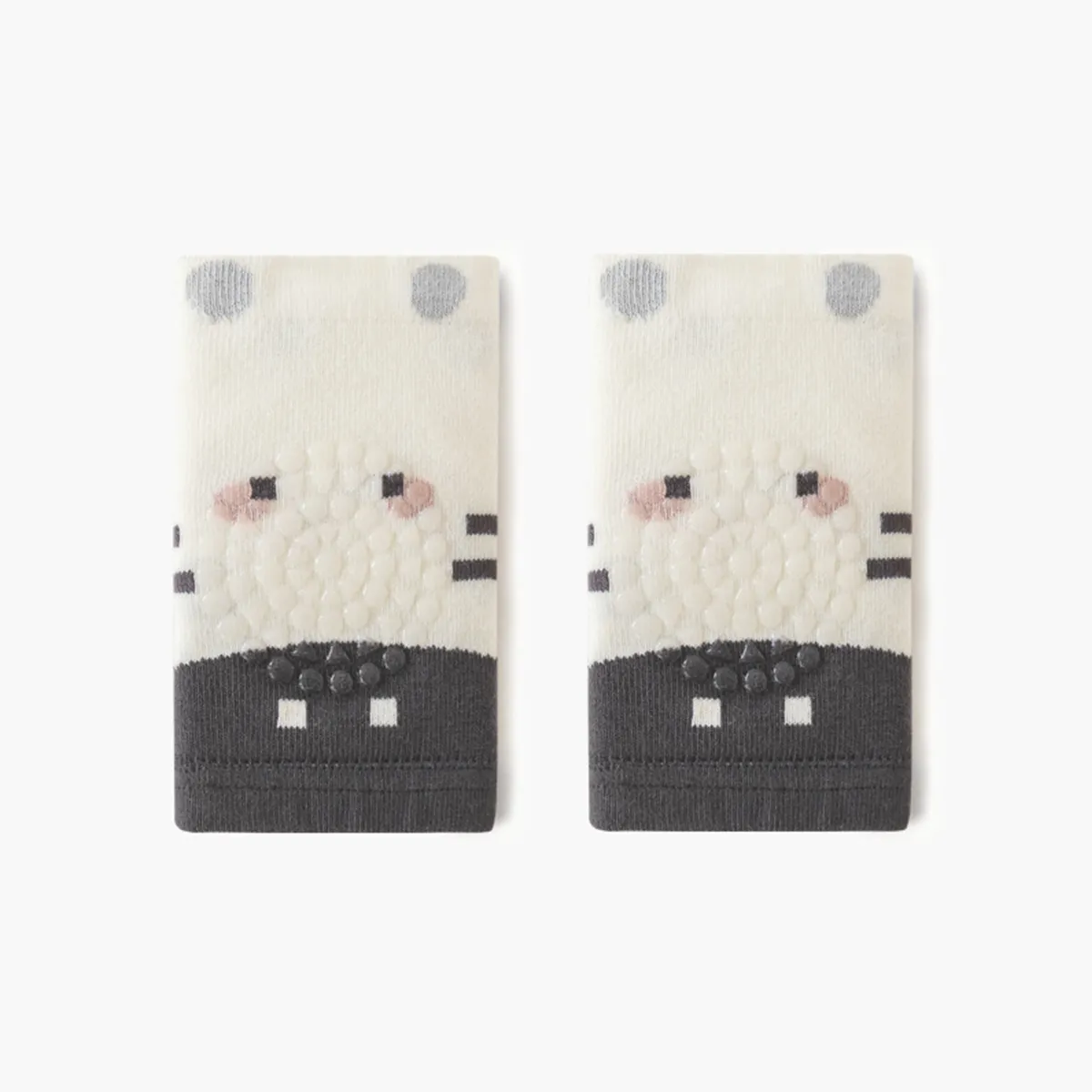 Combed Cotton Anti-Slip Knee Pads for Children with Animal Patterns and Glue Points White