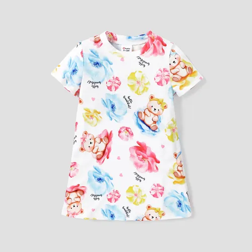 Baby/Kids Girl Sweet Animal Pattern Short-sleeve Pajama Set 