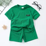 2pcs Toddler Boy's Basic Solid Color Top and Shorts Set  Green