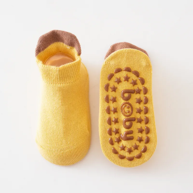 嬰兒/幼兒休閒糖果色地板襪，精梳棉材料 黃色 big image 1