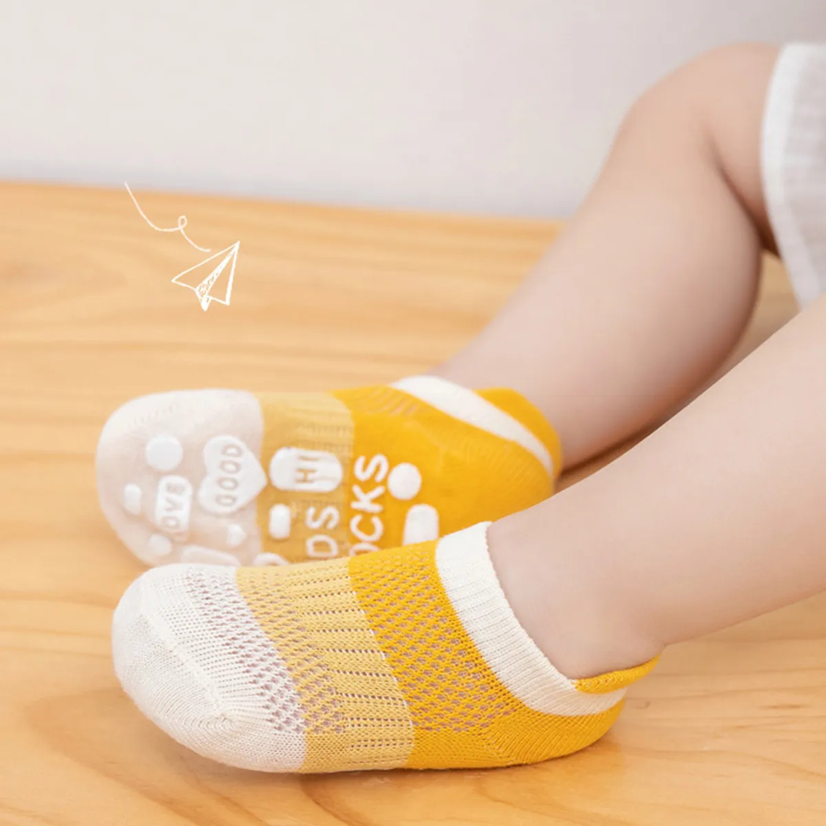 Confezione da 5 calzini da barca antiscivolo per neonati/bambini/bambini Giallo big image 1