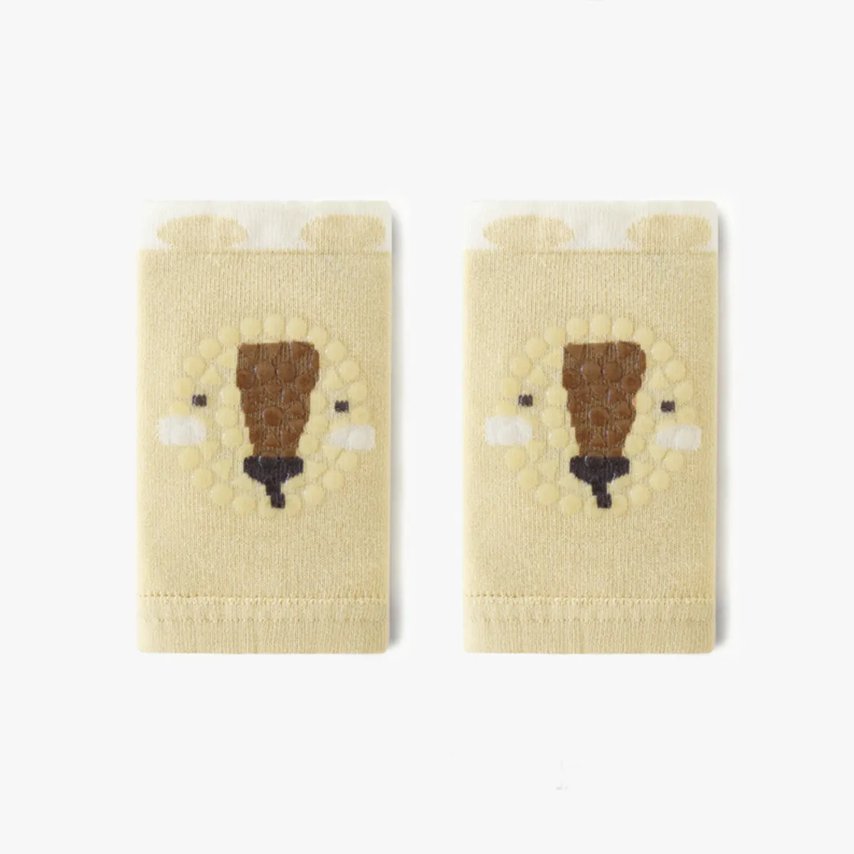 Rodilleras antideslizantes de algodón peinado para niños con patrones de animales y puntos de pegamento Amarillo big image 1