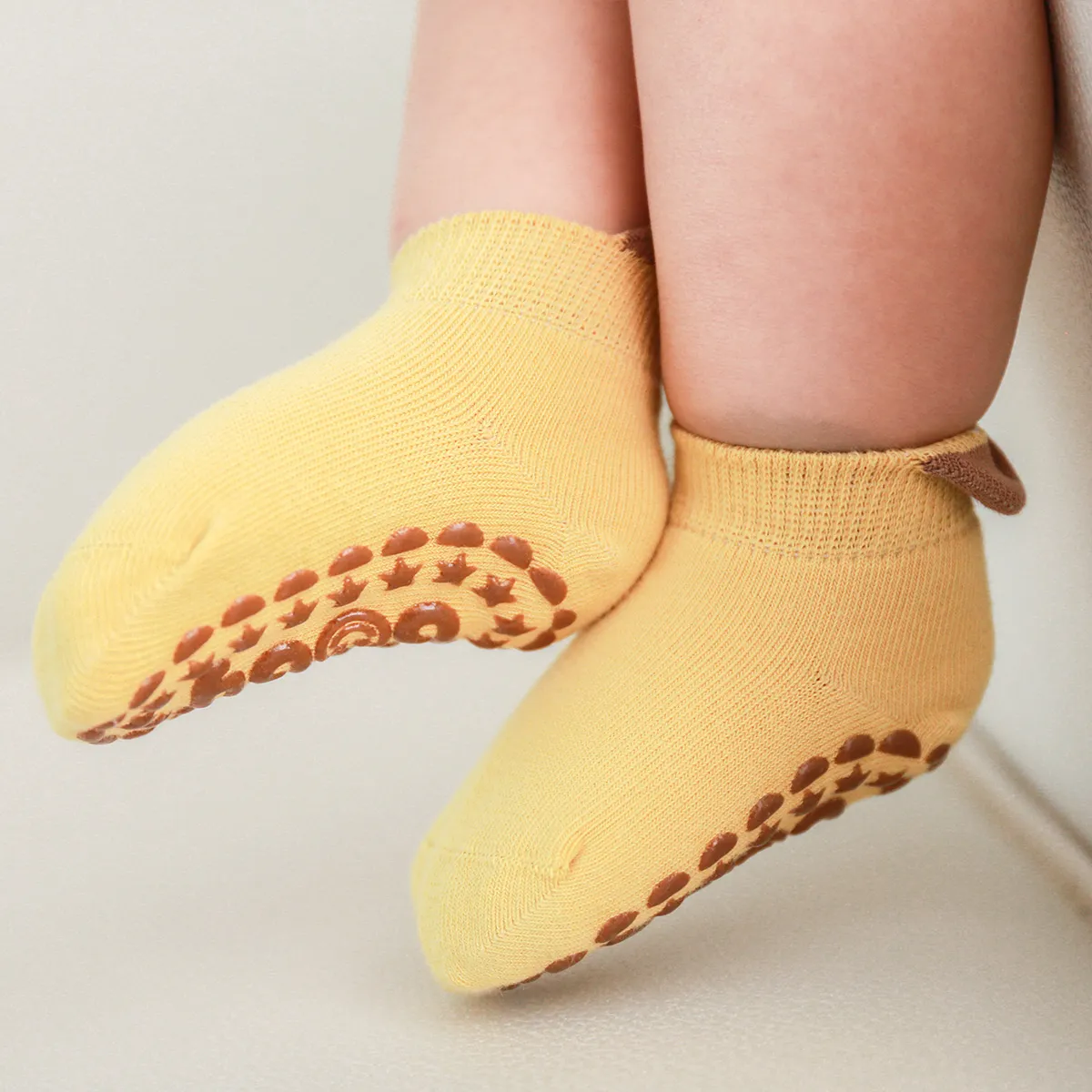 Bebê / criança casual doces cor meias de chão em material de algodão penteado Amarelo big image 1