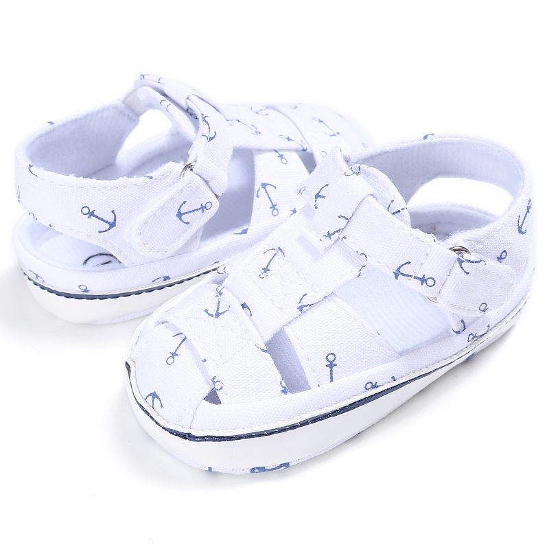 

Baby/Toddler Marine Element Design Anchor Pattern Velcro Closure Canvas Pre-Walker Shoes