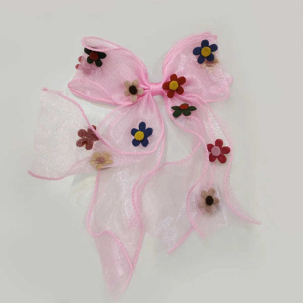 Toddler/Kid Handmade Floral Pattern Bowknot Hairpin  Pink big image 1