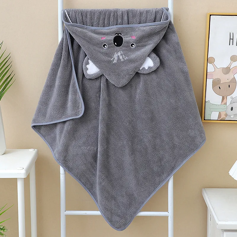 Childlike Koala Hooded Toddler Swimsuit Unisex Oversized Flannel Swimwear 1pcs Grey big image 1