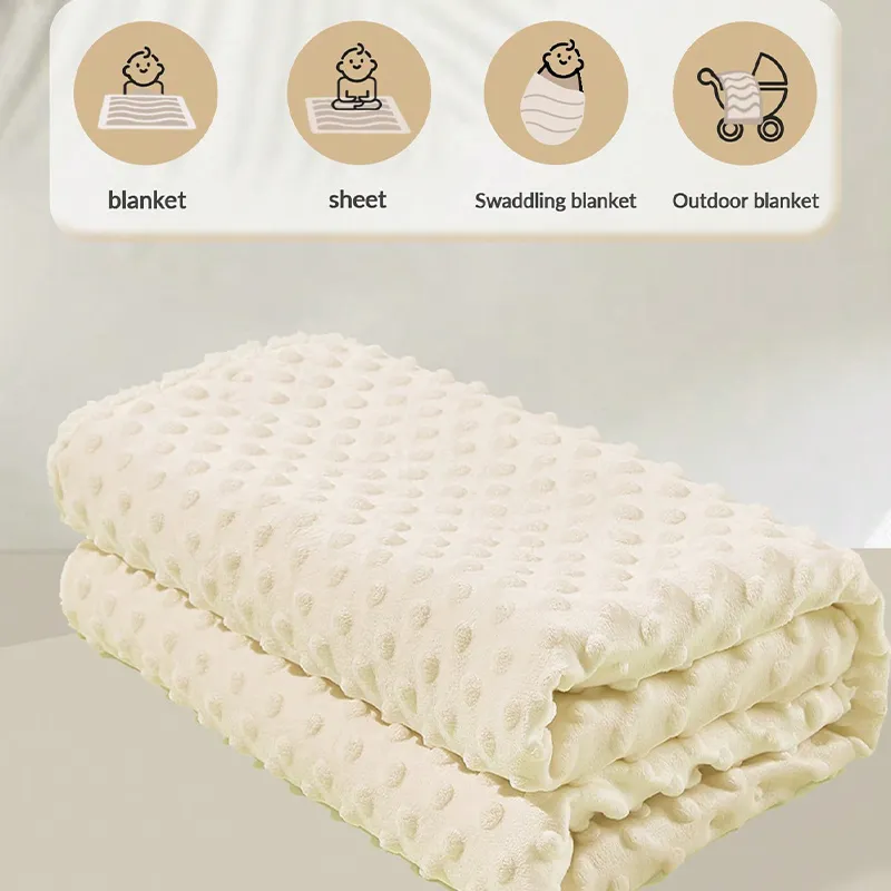 Baby-Lamm-Kaschmir-Doppellagige Decke mit 3D-Polka-Dot-Design für bequemen und ruhigen Schlaf cremefarben big image 1