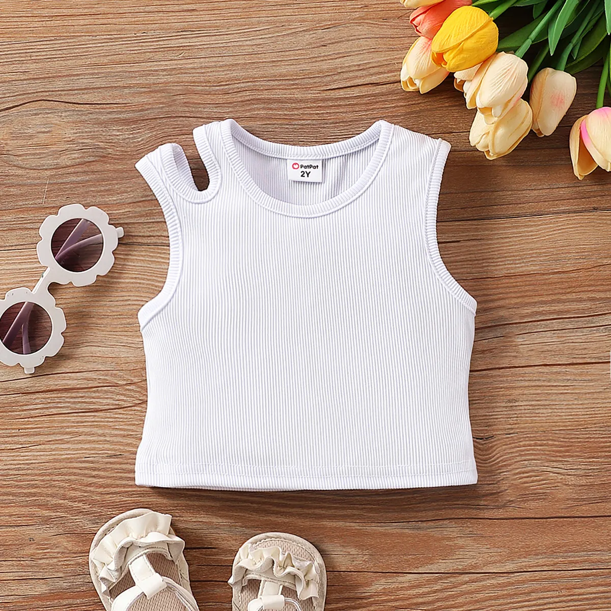 Toddler Girl's Casual Solid Camisole Top White big image 1