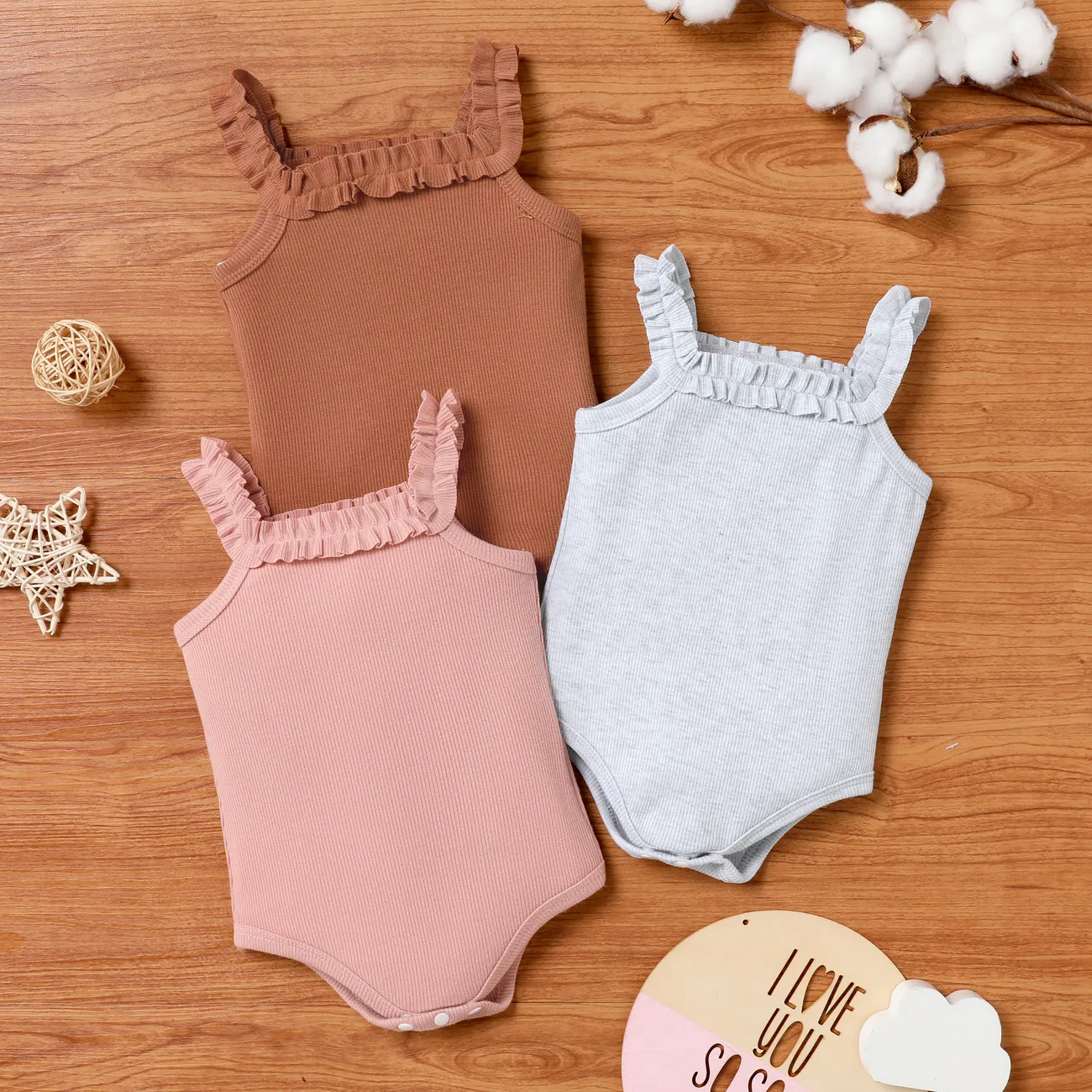  Baby Girl Cute Sleeveless Romper with Agaric Edge  Mauve Pink big image 1
