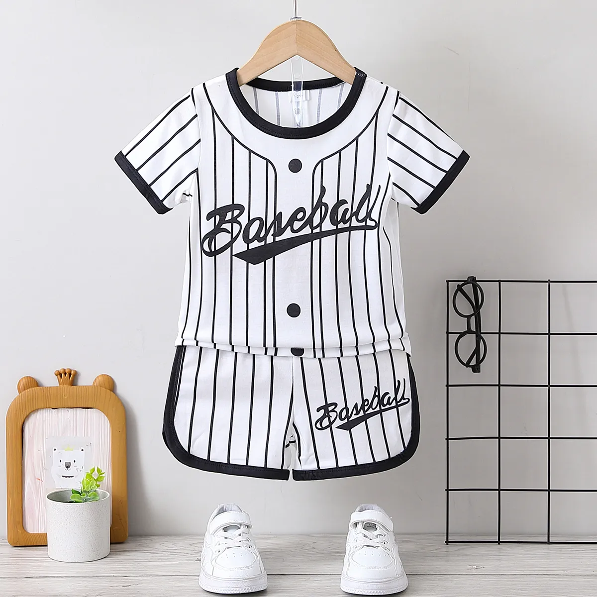Toddler Boy Sporty Ball Top and Shorts Set  White big image 1