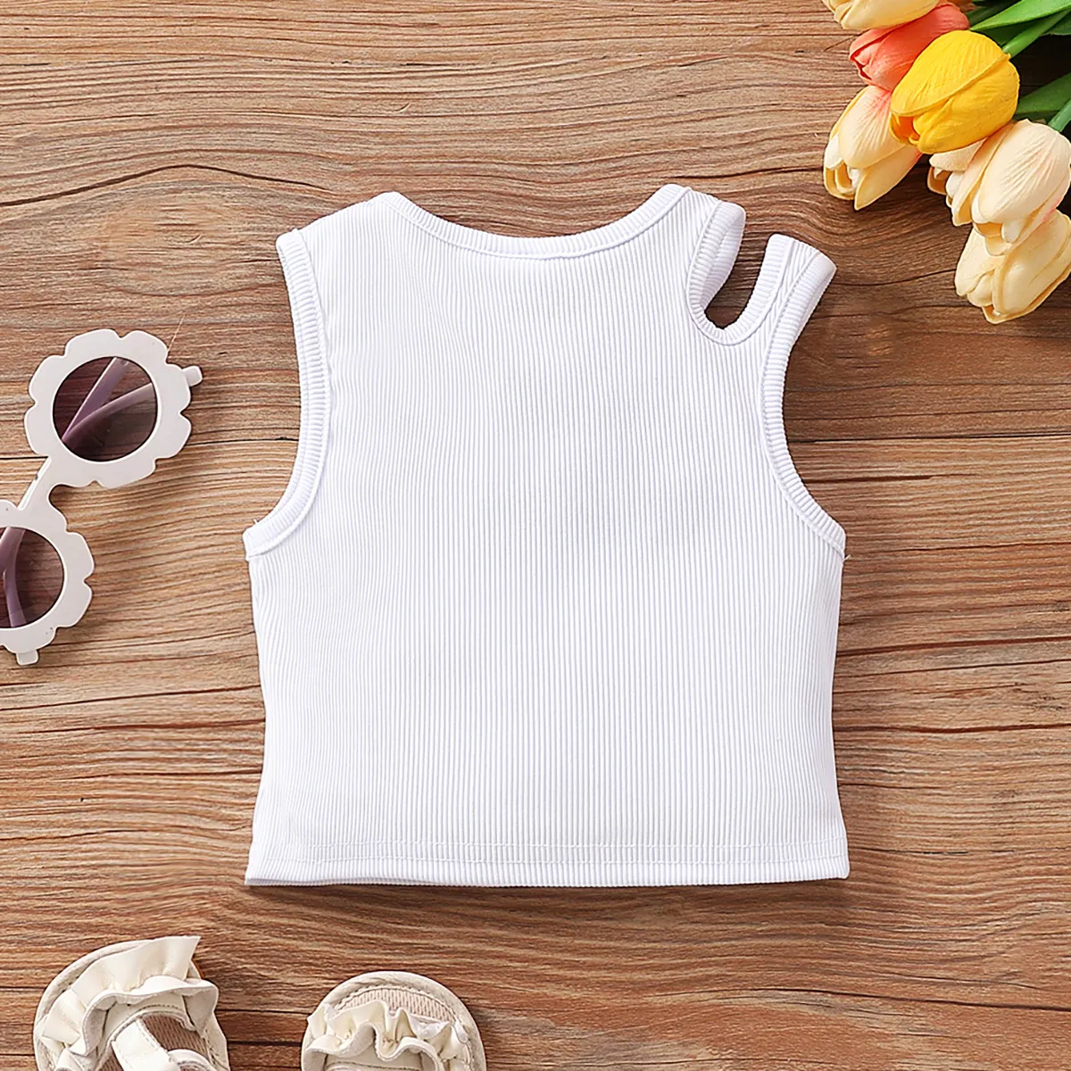 Toddler Girl's Casual Solid Camisole Top White big image 1
