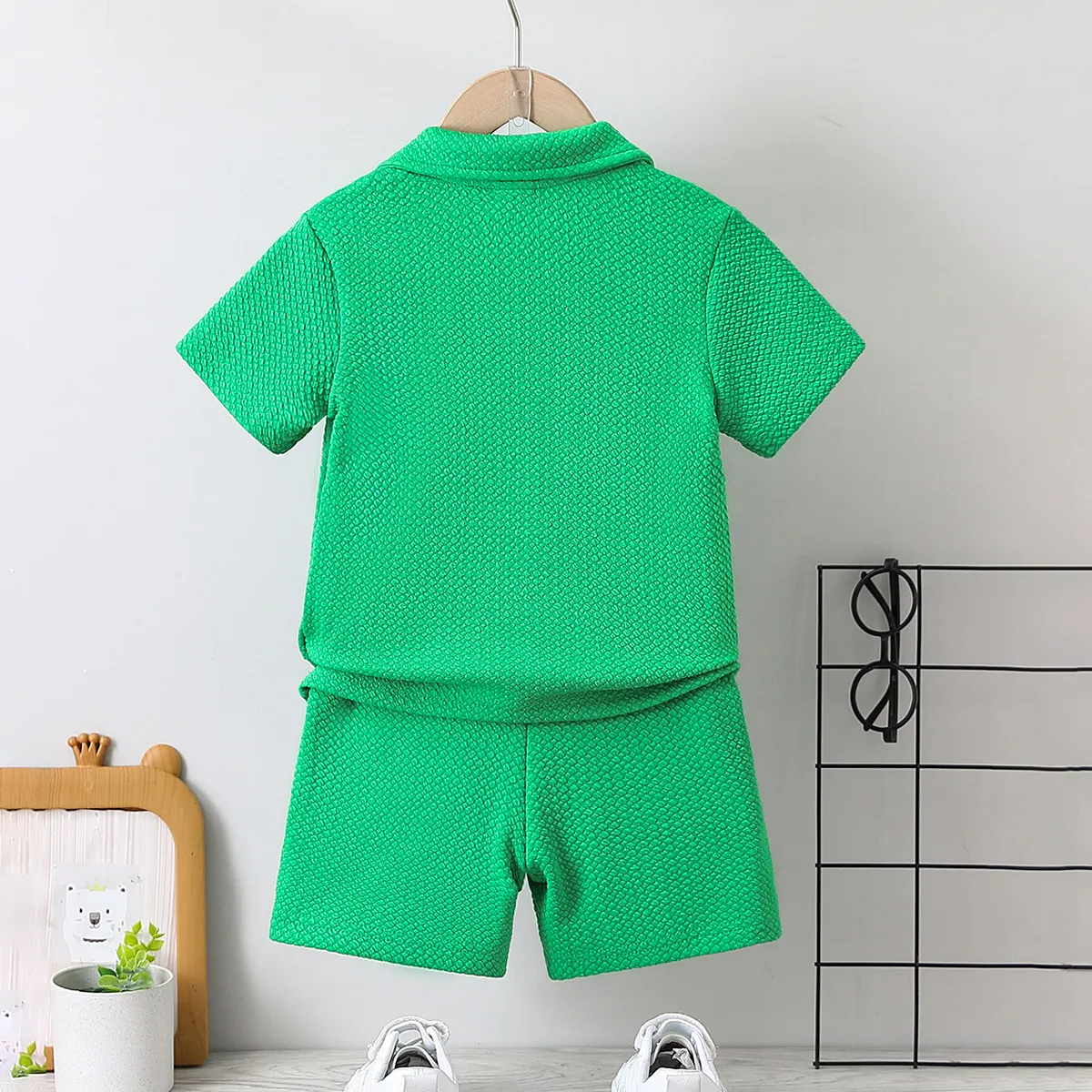 2 unidades Niño pequeño Chico Cuello tipo polo Informal conjuntos de camiseta Verde big image 1