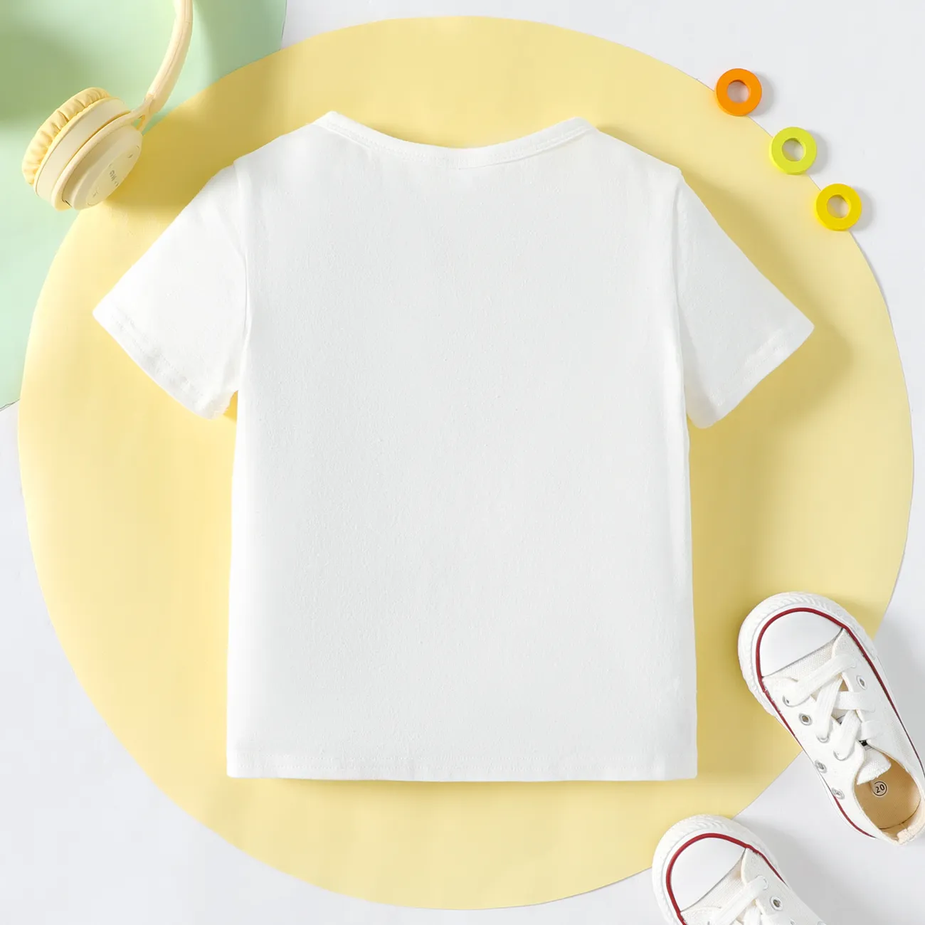 Sporty Toddler Girl Tee, 1pc Cotton Spandex Short Sleeve Top White big image 1