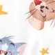 Tom and Jerry قطعة واحدة مواليد للجنسين كم طويل نقش حيوانات أبيض