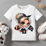Toddlers Girl 95%Cotton Short Sleeve Casual Character Top/Tee  White