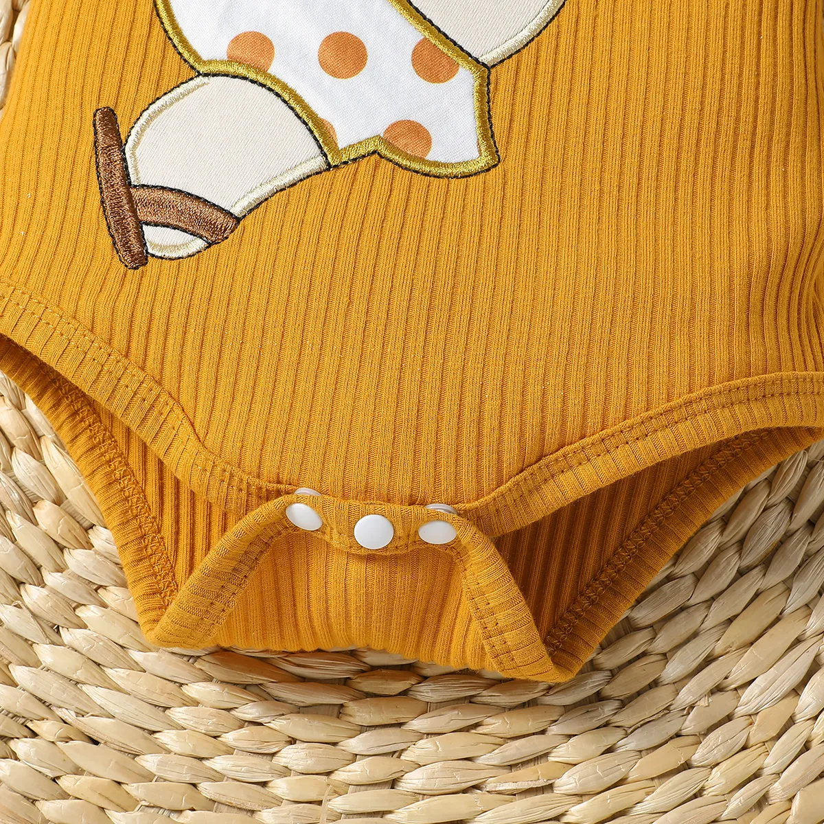 3 Stück Baby Mädchen Ausgestellter Kragen Bär Kindlich Kurzärmelig Baby-Sets Orange big image 1