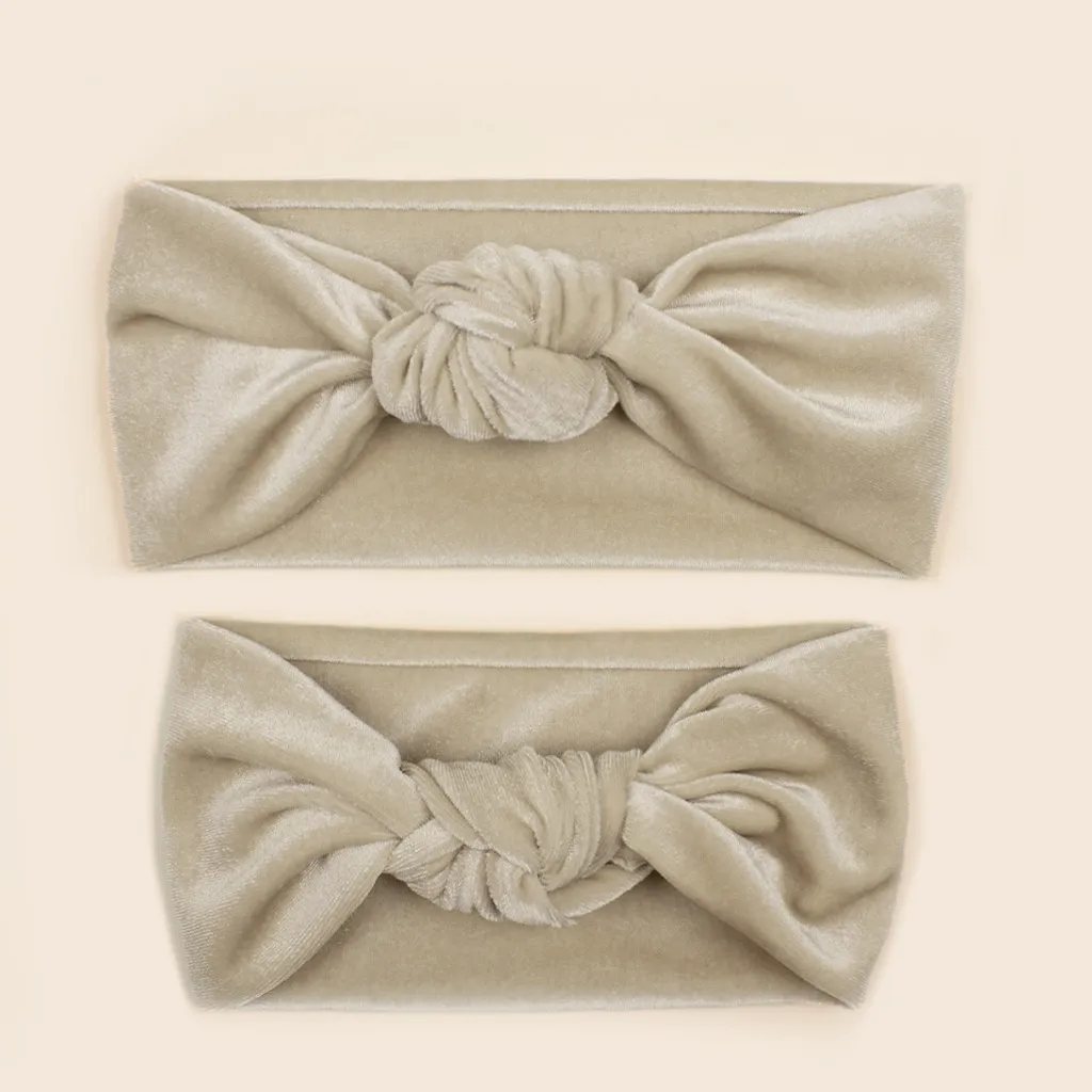 Solid color Casual Velvet Hairbands Set for Mommy and Me Beige big image 1