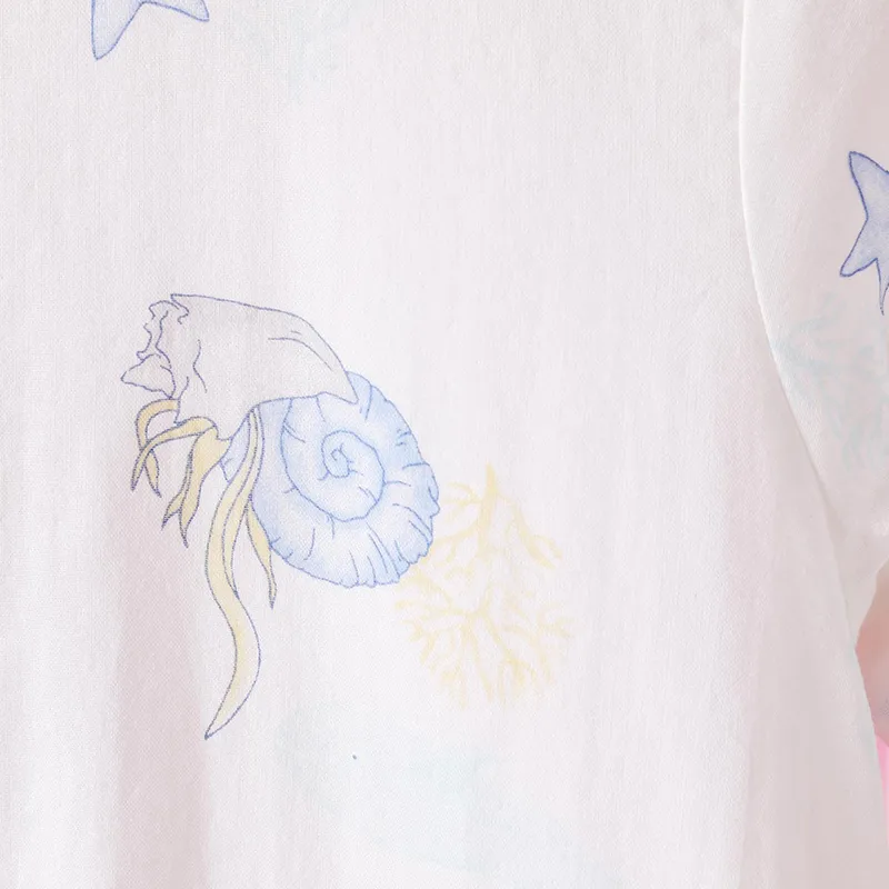 Mignon dessin animé imprimé pur coton bébé split-leg sac de couchage à manches courtes Bleu big image 1
