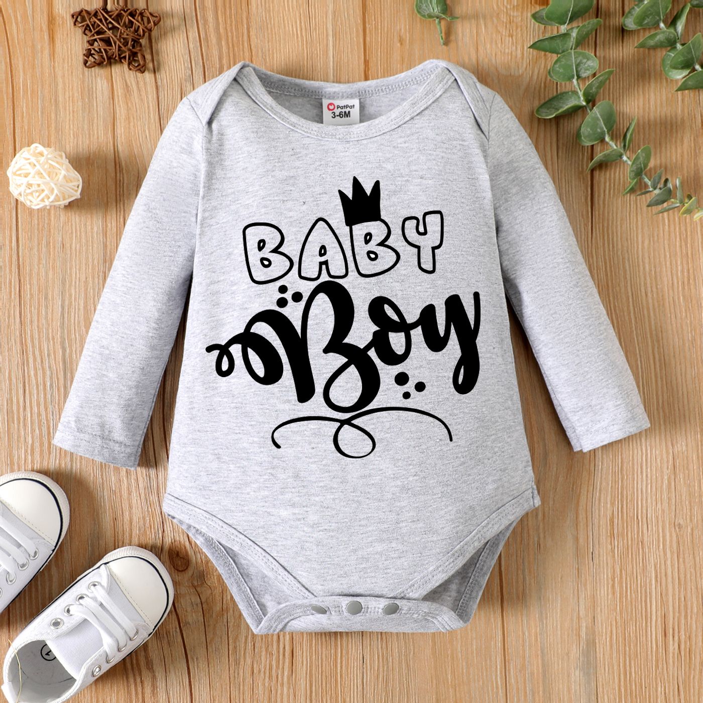 

Baby Boy/Girl 95%Cotton Basic Letter Pattern Long Sleeve Romper