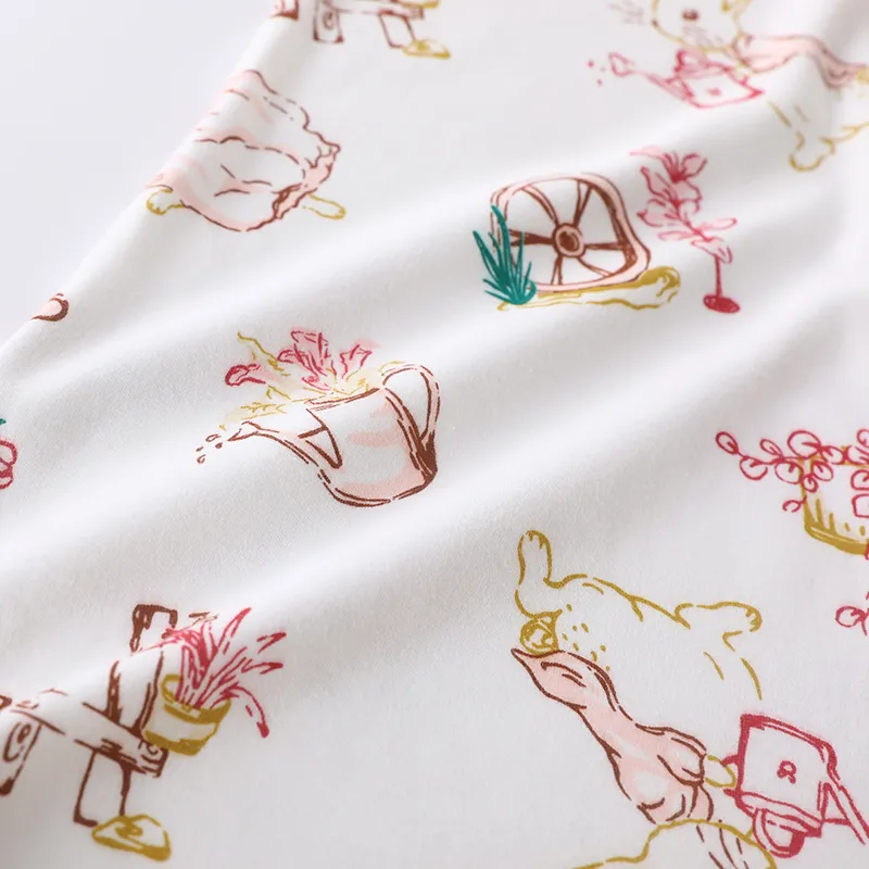 Niedlicher Kinderschlafsack aus reiner Baumwolle mit Kaninchenbedruckung, geeignet für Frühling und Sommer rosa big image 1