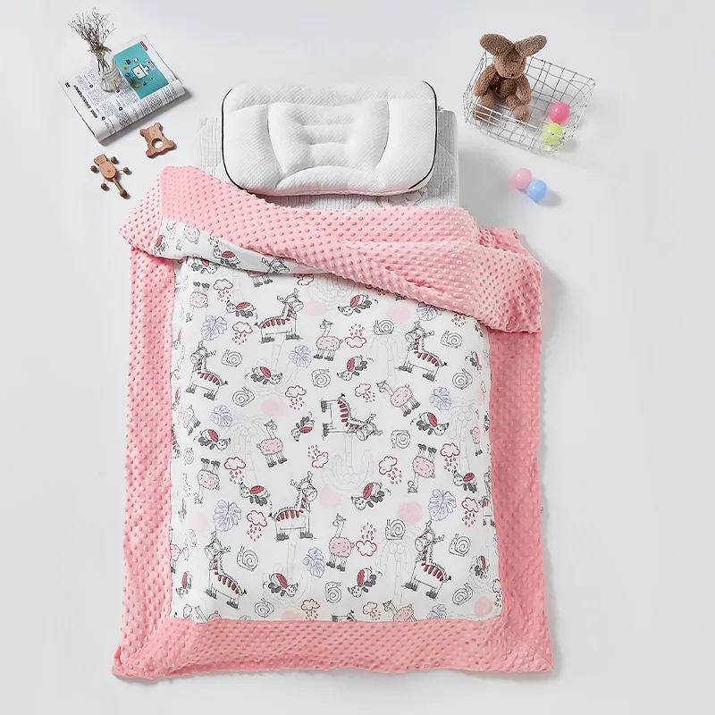 Soft Plush Cartoon Children's Comforter with Removable Inner Pink big image 1