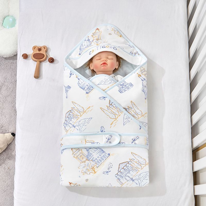 Cartoon Castle Printed 100% Cotton Baby Swaddle
