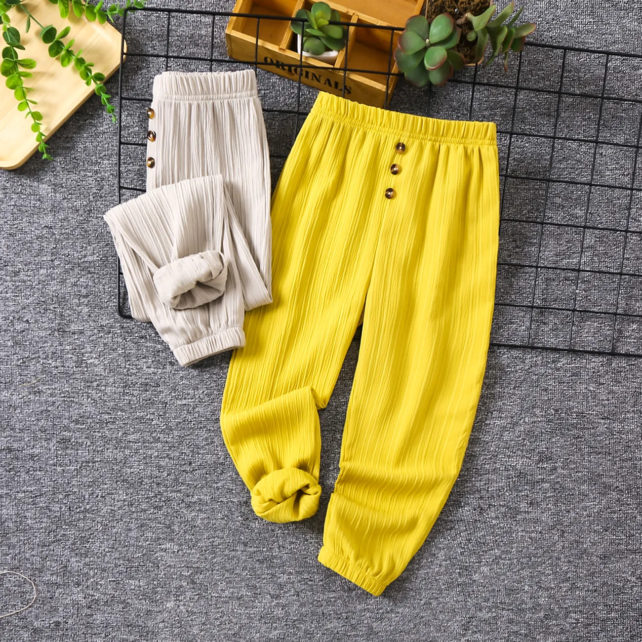 Kid Boy's Regular Solid Color Casual Sweatpants   Yellow big image 1