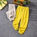 男童休閒運動褲，純色，1pc，聚酯纖維，常規，適合兒童 黃色