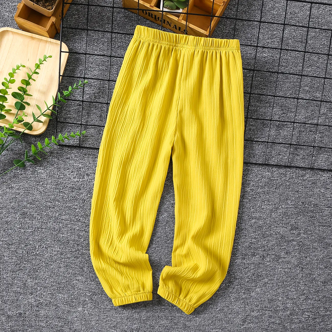 Kid Boy's Regular Solid Color Casual Sweatpants   Yellow big image 1