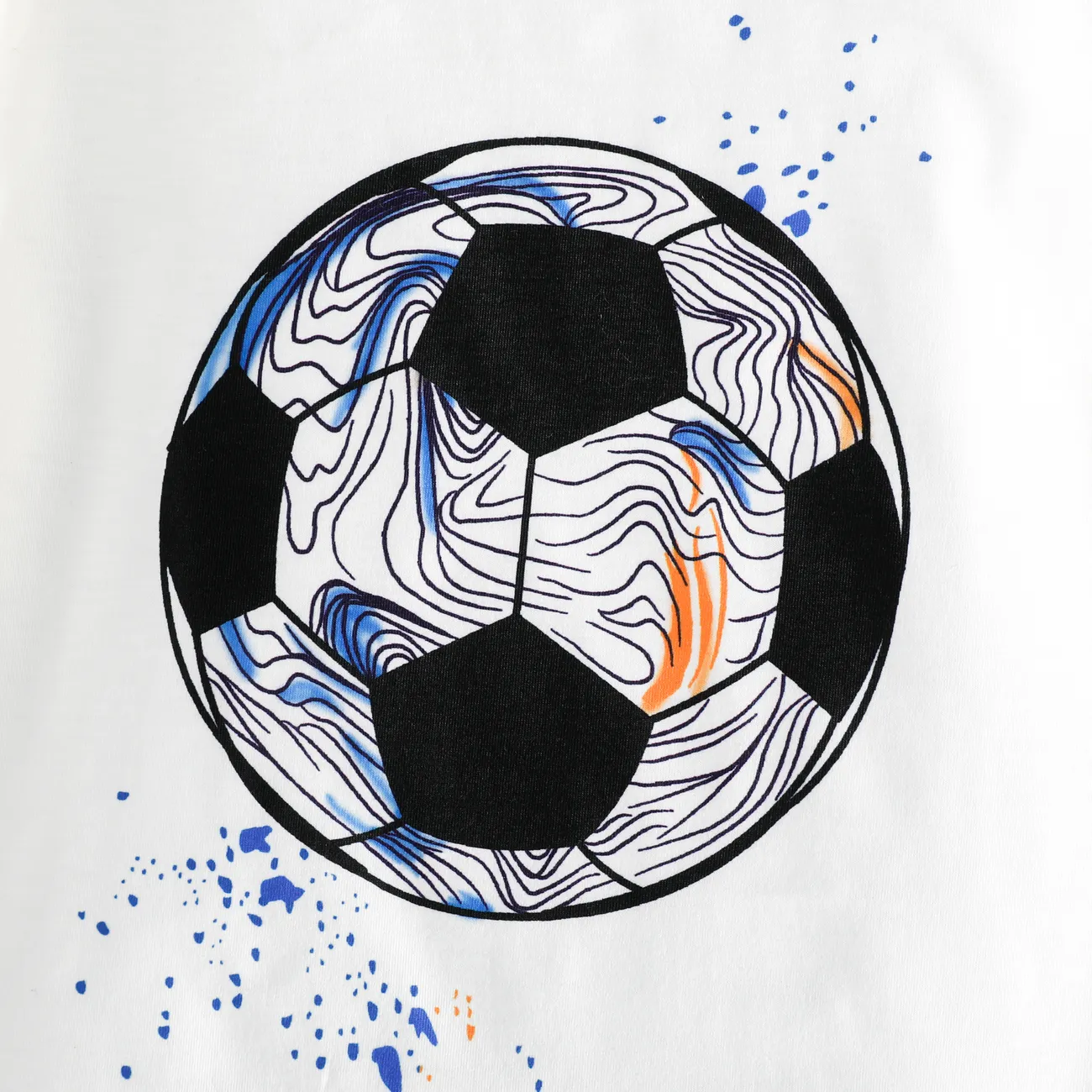 Ensemble de vêtements de maison imprimés ignifuges pour enfants 2pcs pour garçons - Ball Element Casual Design Blanc big image 1