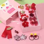 18pcs/set Multi-style Hair Accessory Sets for Girls (The opening direction of the clip is random) Red