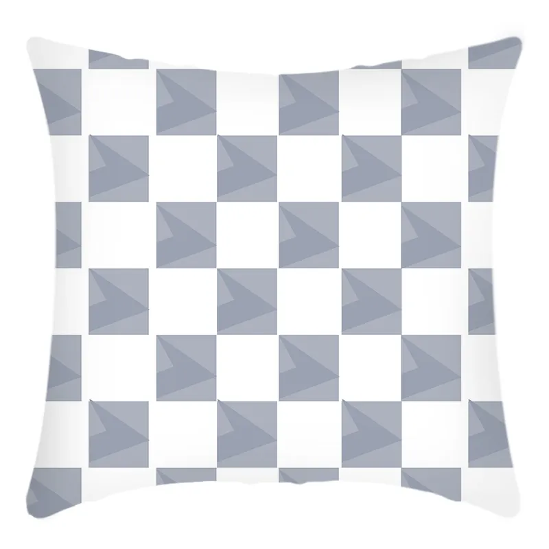 Confezione da 4 fodere per cuscini con stampa geometrica a scacchi color-block (nucleo del cuscino non incluso) plaid big image 1