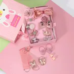 18 Stück/Set Multi-Style-Haar-Accessoire-Sets für Mädchen (die Öffnungsrichtung des Clips ist zufällig) rosa