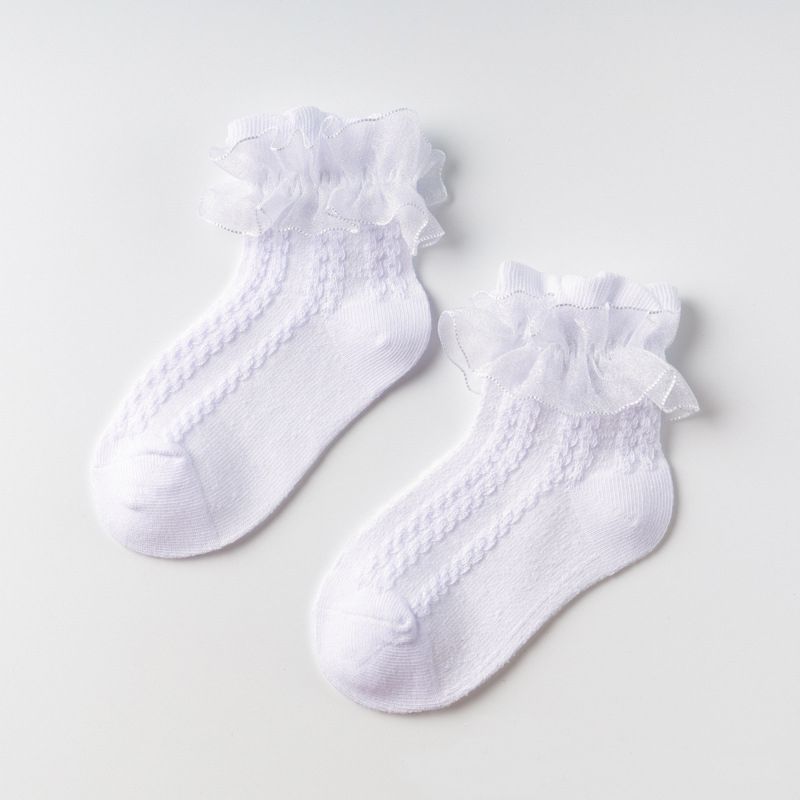 

Toddler/kids Girl Sweet Lace Cotton Knee-high Princess Socks with Floral Edge