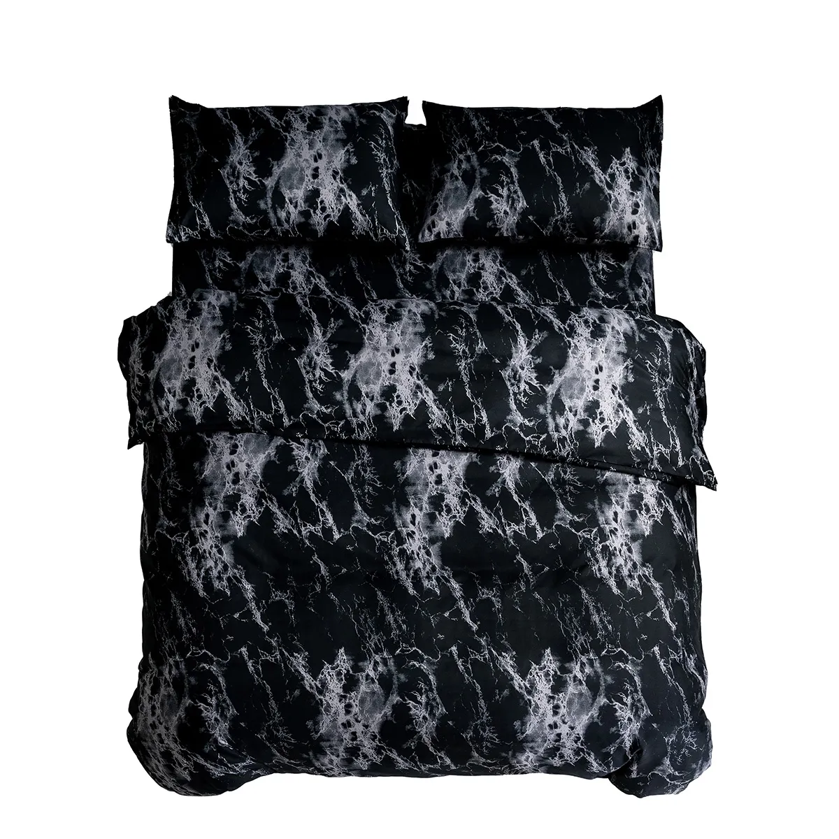Juego de ropa de cama suave y de alta calidad de 2/3 piezas con diseño cepillado simple, impresión digital 3D Negro big image 1