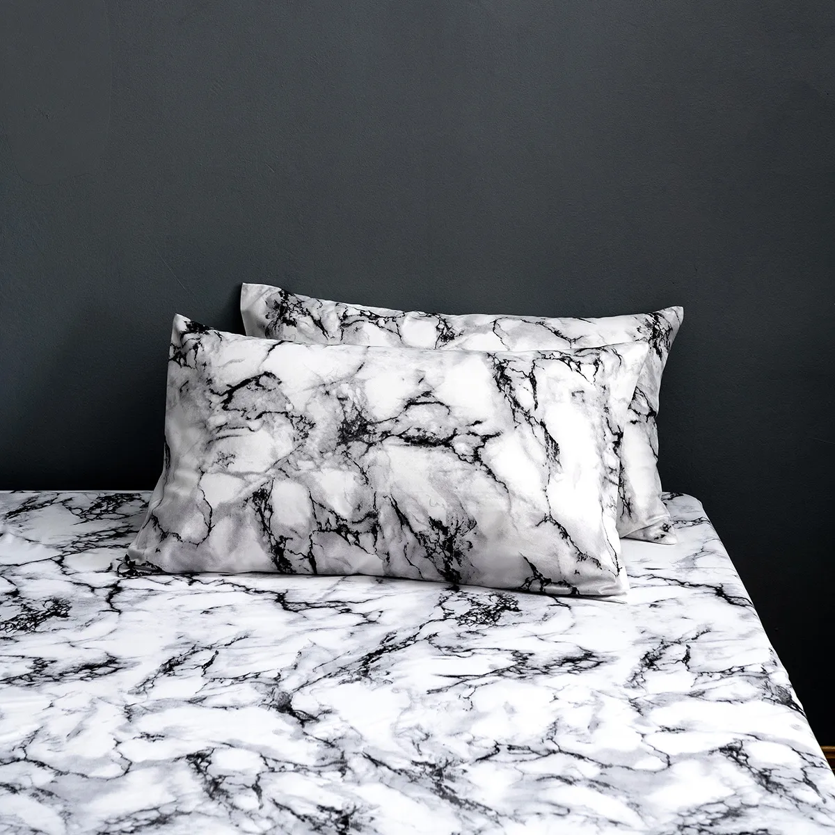Juego de ropa de cama contemporáneo de 2/3 piezas con funda nórdica de impresión digital 3D cepillada y funda de almohada blanco y negro big image 1