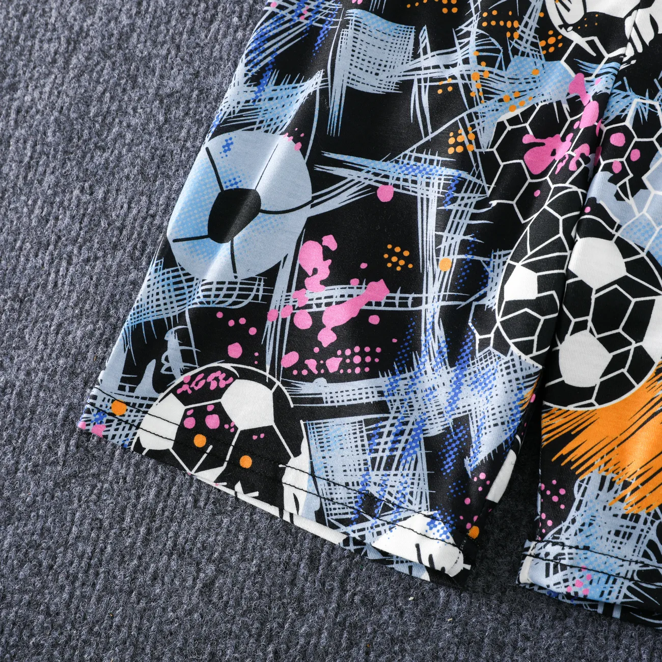 2pcs Kid's  Boys Ball Element Casual Design Flame Retardant Printed Home Clothes Top and Shorts Set  Grey big image 1