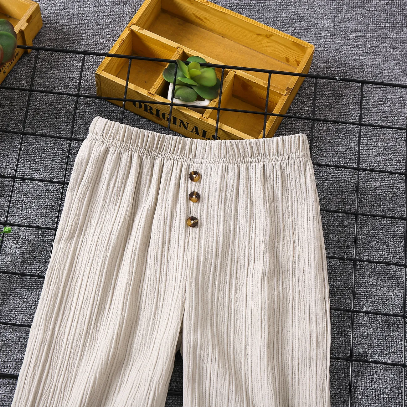 Pantalones de chándal casuales para niño, color sólido, 1 pieza, poliéster, regular, adecuado para niños Caqui big image 1