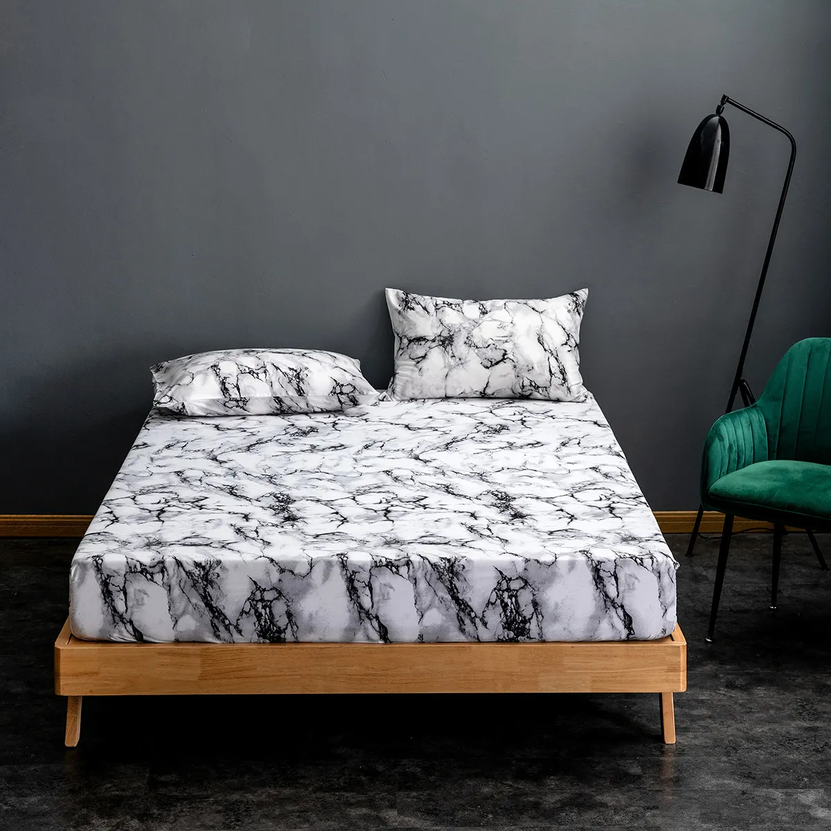 2/3-teiliges modernes Bettwäsche-Set mit gebürstetem 3D-Digitaldruck-Bettbezug und Kissenbezug Schwarz und weiß big image 1