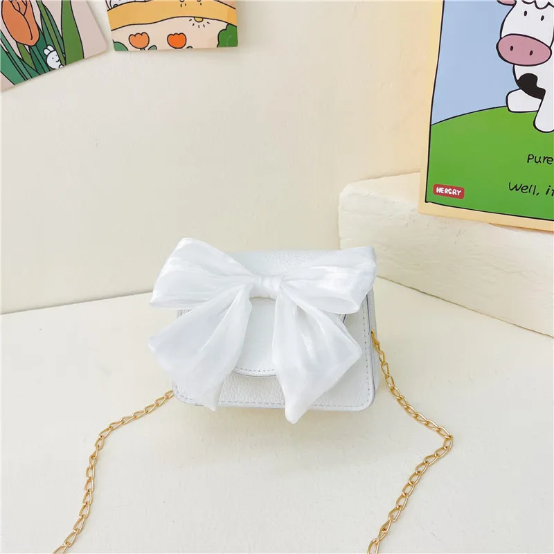 Toddler/crianças menina moda borboleta único ombro Crossbody Bag com corrente Branco big image 1