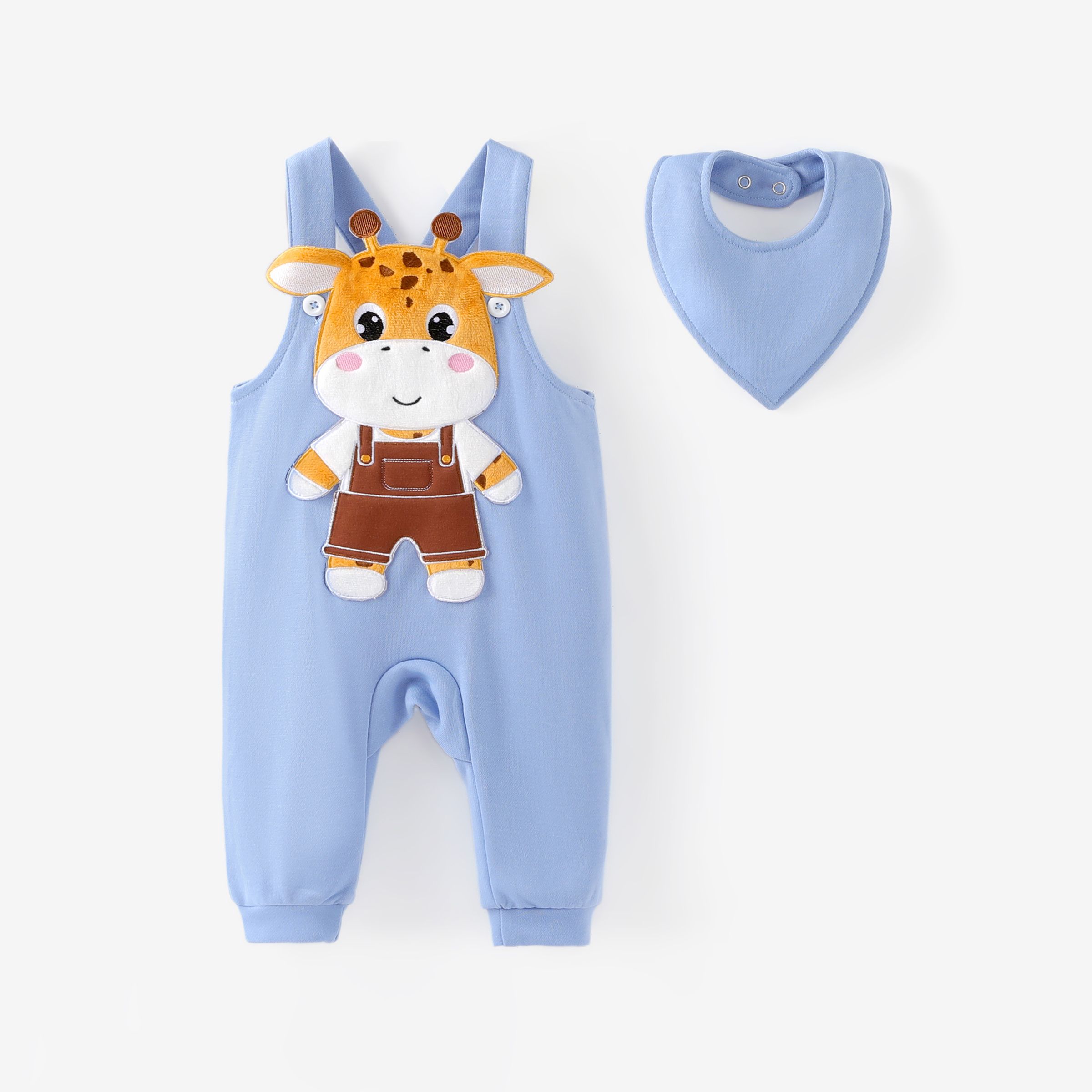 Baby Boy/Girl 2pcs Giraffe Embroidery Jumpsuit And Bib Set/ Sports Shoes